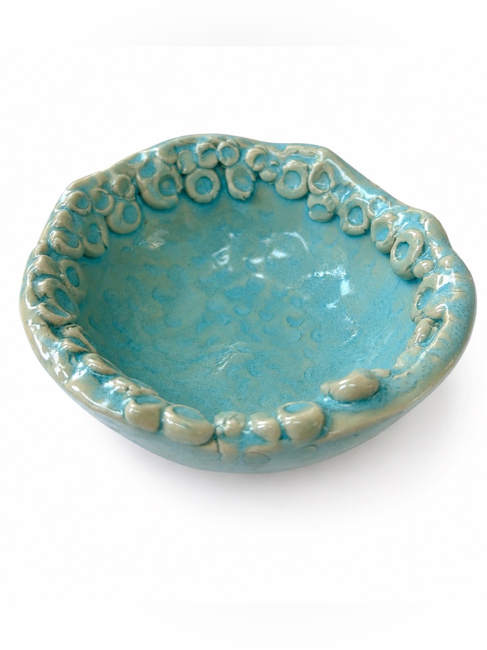 Vtg Organic Handmade Ceramic Drip-Glaze Studio Pottery Bowl #0430266